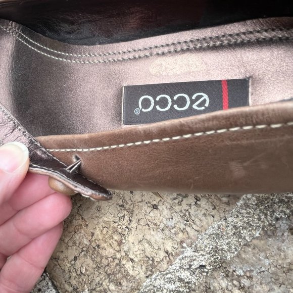 Ecco Mary Janes Flats Brown/Taupe Leather Slip On Comfort Women's Size 38 - Picture 7 of 12